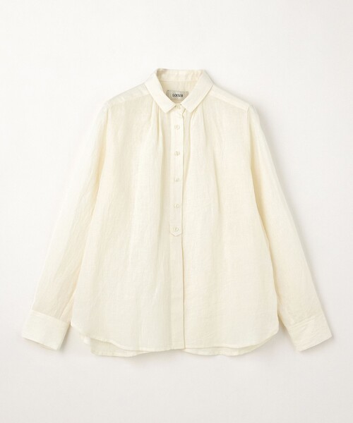美品＊ロワズィール グランジリネンミニカラーシャツ 白系 麻100