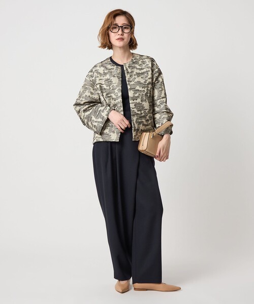 conte＞ジャガード ノーカラージャケット（ノーカラージャケット