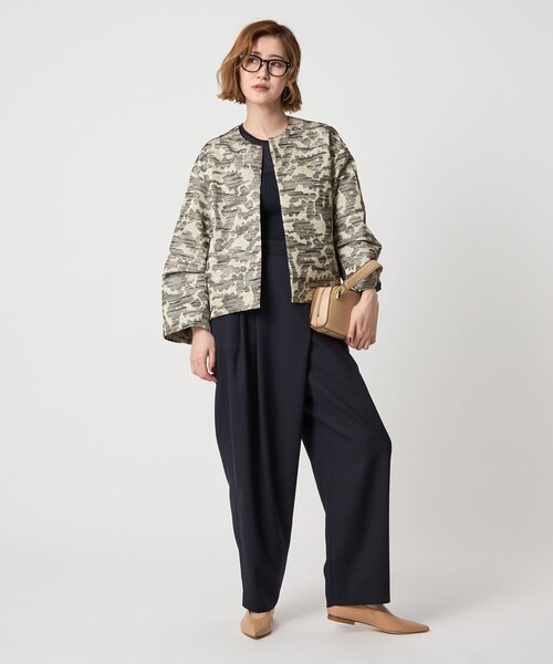 conte＞ジャガード ノーカラージャケット（ノーカラージャケット