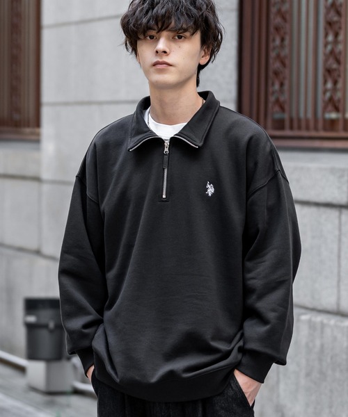 U.S. POLO ASSN.（ユーエスポロアッスン）の「U.S. POLO ASSN. ユーエスポロアッスン オーバーサイズ裏起毛ワンポイントロゴ刺繍長袖ハーフジップスウェット（スウェット・メンズ・杢グレー/ブラック/ネイビー/チャコール/ホワイト/レッド/ライトグレー・L/M/XL）」の13枚目の写真