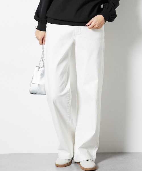 slattgir(スラットジール)の「高身長 すごのびストレッチデニムワイドパンツ 丈長め・トールサイズ(デニムパンツ・レディース・ネイビー/ブルー/ブラック系/オフホワイト・TM/TL/TLL/T3L/T4L/T5L)」の2枚目の写真