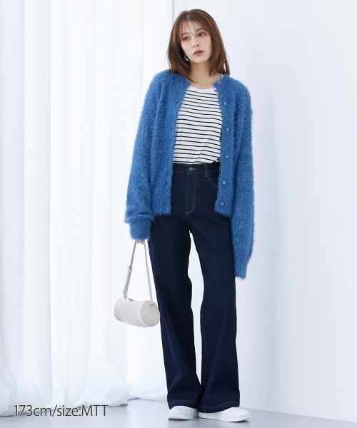 slattgir(スラットジール)の「高身長 すごのびストレッチデニムワイドパンツ 丈長め・トールサイズ(デニムパンツ・レディース・ネイビー/ブルー/ブラック系/オフホワイト・TM/TL/TLL/T3L/T4L/T5L)」の5枚目の写真