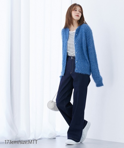 slattgir(スラットジール)の「高身長 すごのびストレッチデニムワイドパンツ 丈長め・トールサイズ(デニムパンツ・レディース・ネイビー/ブルー/ブラック系/オフホワイト・TM/TL/TLL/T3L/T4L/T5L)」の6枚目の写真