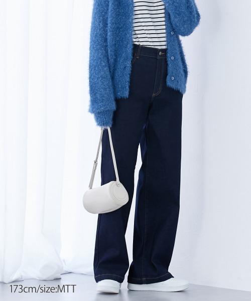slattgir(スラットジール)の「高身長 すごのびストレッチデニムワイドパンツ 丈長め・トールサイズ(デニムパンツ・レディース・ネイビー/ブルー/ブラック系/オフホワイト・TM/TL/TLL/T3L/T4L/T5L)」の8枚目の写真