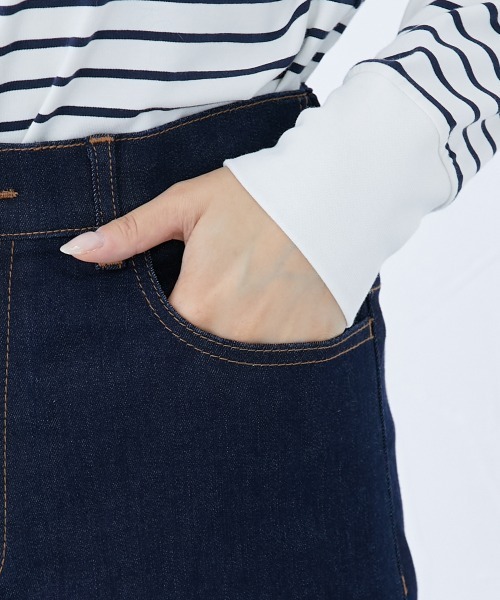 slattgir(スラットジール)の「高身長 すごのびストレッチデニムワイドパンツ 丈長め・トールサイズ(デニムパンツ・レディース・ネイビー/ブルー/ブラック系/オフホワイト・TM/TL/TLL/T3L/T4L/T5L)」の19枚目の写真