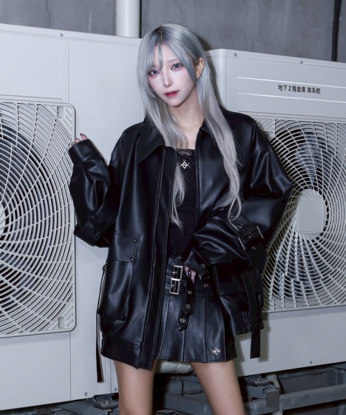 【REFLEM】レフレム レザージャケット REFLEM/レフレム』クロス刺繍PUレザージャケット（ブルゾン）｜REFLEM