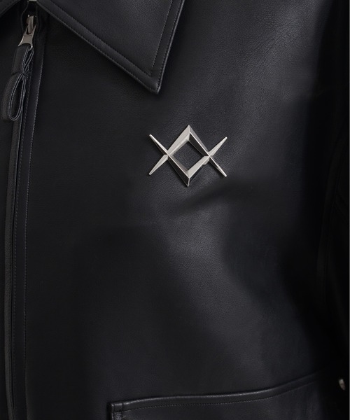 REFLEM/レフレム』クロス刺繍PUレザージャケット（ブルゾン）｜REFLEM