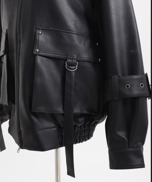 REFLEM/レフレム』クロス刺繍PUレザージャケット（ブルゾン）｜REFLEM