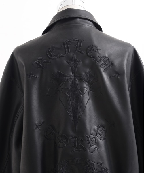 【REFLEM】レフレム レザージャケット REFLEM/レフレム』クロス刺繍PUレザージャケット（ブルゾン）｜REFLEM