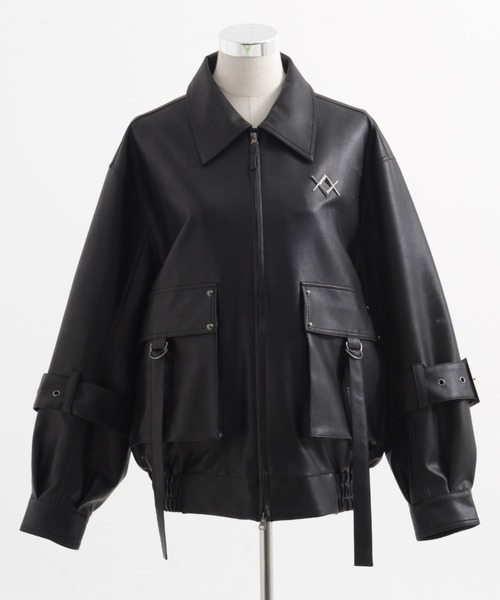 REFLEM/レフレム』クロス刺繍PUレザージャケット（ブルゾン）｜REFLEM