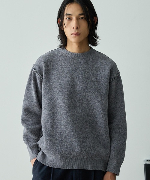 EMMA CLOTHES（エマクローズ）の「2WAYリバーシブル モールヤーン オーバーサイズ クルーネックニット（ニット/セーター・メンズ・ネイビー系/グレー系/ブラック系/ブラウン系/ホワイト系・L/M）」の3枚目の写真