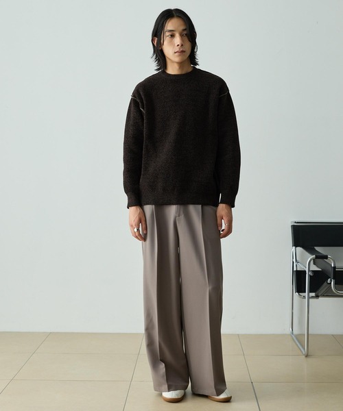 EMMA CLOTHES（エマクローズ）の「2WAYリバーシブル モールヤーン オーバーサイズ クルーネックニット（ニット/セーター・メンズ・ネイビー系/グレー系/ブラック系/ブラウン系/ホワイト系・L/M）」の8枚目の写真