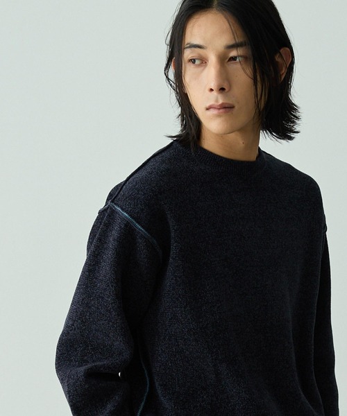 EMMA CLOTHES（エマクローズ）の「2WAYリバーシブル モールヤーン オーバーサイズ クルーネックニット（ニット/セーター・メンズ・ネイビー系/グレー系/ブラック系/ブラウン系/ホワイト系・L/M）」の11枚目の写真