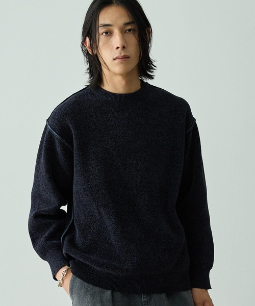 EMMA CLOTHES（エマクローズ）の「2WAYリバーシブル モールヤーン オーバーサイズ クルーネックニット（ニット/セーター・メンズ・ネイビー系/グレー系/ブラック系/ブラウン系/ホワイト系・L/M）」の13枚目の写真