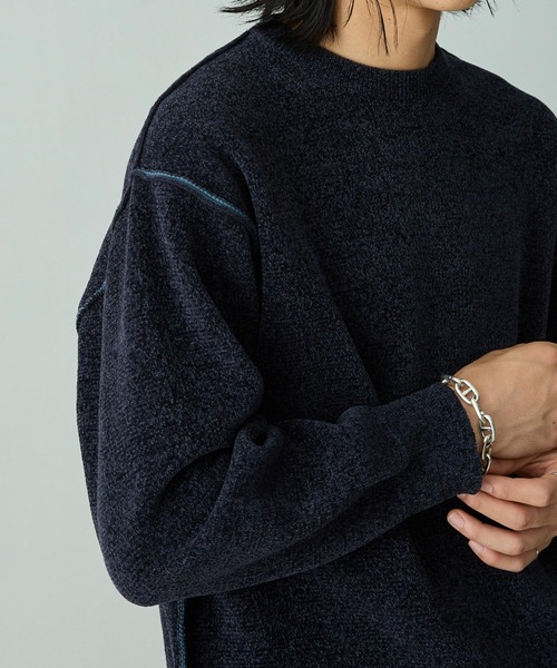 EMMA CLOTHES（エマクローズ）の「2WAYリバーシブル モールヤーン オーバーサイズ クルーネックニット（ニット/セーター・メンズ・ネイビー系/グレー系/ブラック系/ブラウン系/ホワイト系・L/M）」の17枚目の写真