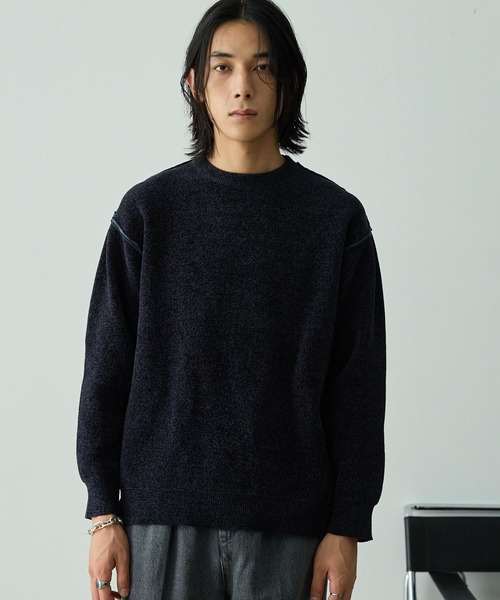 EMMA CLOTHES（エマクローズ）の「2WAYリバーシブル モールヤーン オーバーサイズ クルーネックニット（ニット/セーター・メンズ・ネイビー系/グレー系/ブラック系/ブラウン系/ホワイト系・L/M）」の19枚目の写真