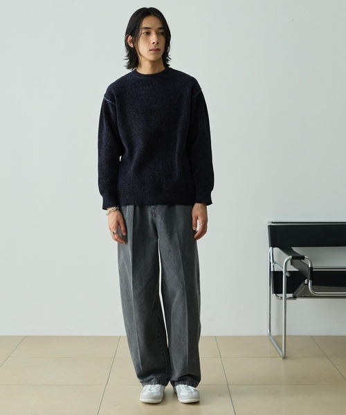 EMMA CLOTHES（エマクローズ）の「2WAYリバーシブル モールヤーン オーバーサイズ クルーネックニット（ニット/セーター・メンズ・ネイビー系/グレー系/ブラック系/ブラウン系/ホワイト系・L/M）」の22枚目の写真