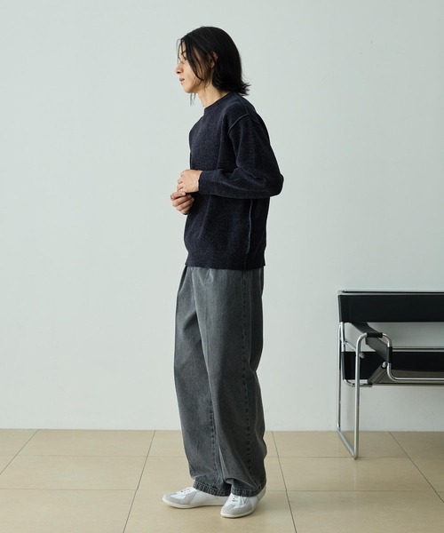 EMMA CLOTHES（エマクローズ）の「2WAYリバーシブル モールヤーン オーバーサイズ クルーネックニット（ニット/セーター・メンズ・ネイビー系/グレー系/ブラック系/ブラウン系/ホワイト系・L/M）」の6枚目の写真