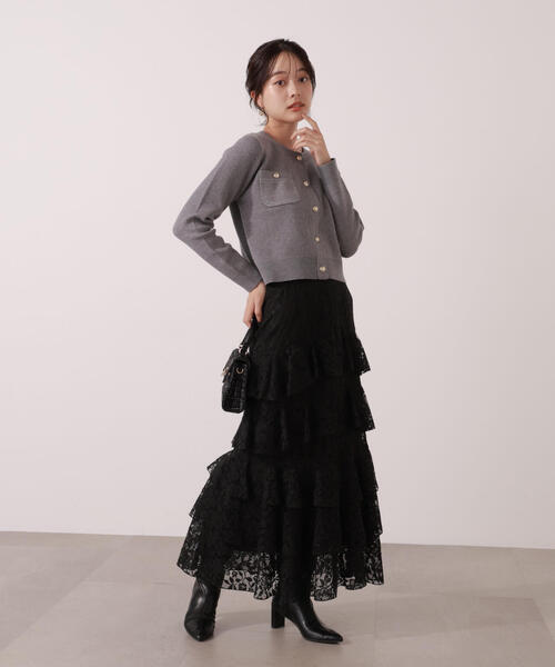 PROPORTION BODY DRESSING(プロポーションボディドレッシング)の「ランダムティアードレーススカート / 1215220011(スカート・レディース・ブラック/ホワイト系その他・MEDIUM/P/S)」の5枚目の写真