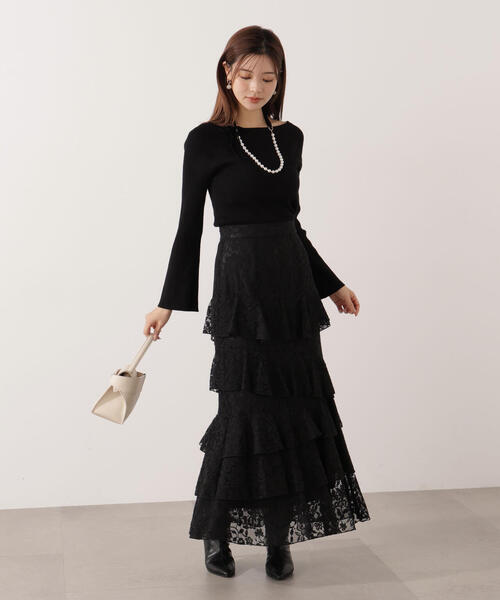 PROPORTION BODY DRESSING(プロポーションボディドレッシング)の「ランダムティアードレーススカート / 1215220011(スカート・レディース・ブラック/ホワイト系その他・MEDIUM/P/S)」の7枚目の写真