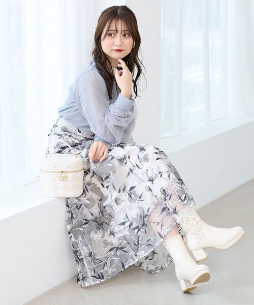 MAJESTIC LEGON（マジェスティックレゴン）の「サイドレースアップストレッチブーツ（ブーツ・レディース・ブラック系その他/アイボリー・MEDIUM/SMALL/X-LARGE/LARGE）」の4枚目の写真