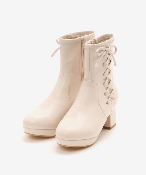 MAJESTIC LEGON（マジェスティックレゴン）の「サイドレースアップストレッチブーツ（ブーツ・レディース・ブラック系その他/アイボリー・MEDIUM/SMALL/X-LARGE/LARGE）」の14枚目の写真