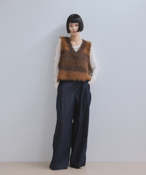 WEB限定】ブラッシュドボーダーベスト（ベスト）｜ADAM ET ROPE