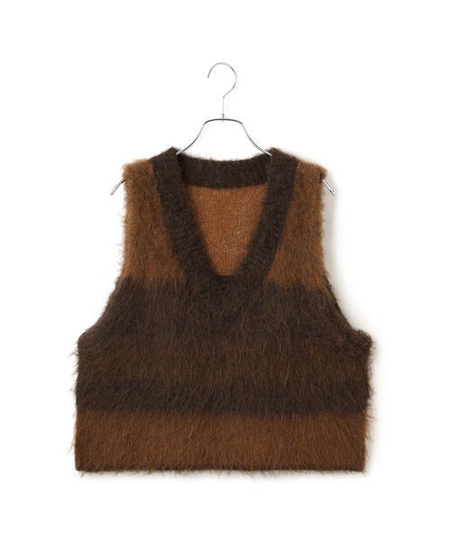 ADAM ET ROPE'（アダムエロペ）の「【WEB限定】ブラッシュドボーダーベスト（ベスト・レディース・ブルー系その他/ブラウン系その他・FREE）」の4枚目の写真