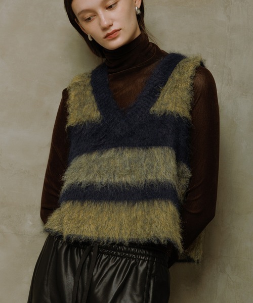 早いもの勝ち‼️ADAM ET ROPE' ボーダーニットベスト ADAM ET ROPE' ベスト ジレ WASHI MIX ボーダー ニット メンズ