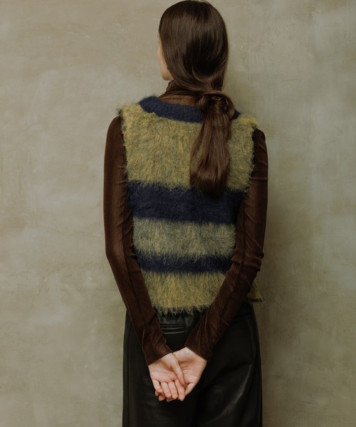 早いもの勝ち‼️ADAM ET ROPE' ボーダーニットベスト ADAM ET ROPE' ベスト ジレ WASHI MIX ボーダー ニット メンズ