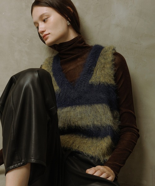 WEB限定】ブラッシュドボーダーベスト（ベスト）｜ADAM ET ROPE