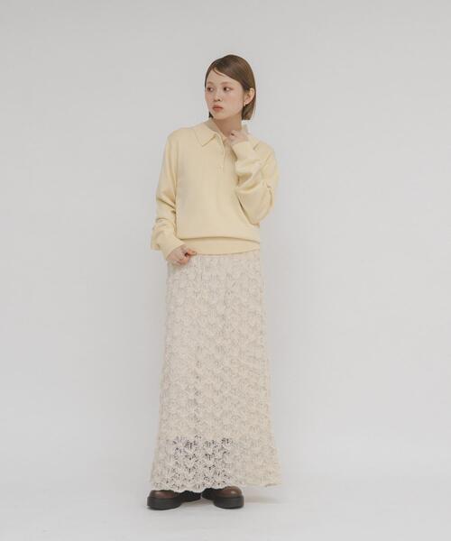 KBF(ケイビーエフ)の「チュールレイヤードニットシャツ(ニット/セーター・レディース・ピンク/アイボリー/ブラウン系その他・ONE)」の9枚目の写真