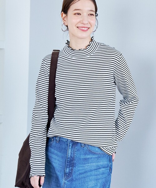 coen（コーエン）の「【定番】メロータートルネックロンT（Tシャツ/カットソー・レディース・ブラウン/ライム/その他1/コバルトブルー/オフホワイト/ブラック・L/M）」の6枚目の写真