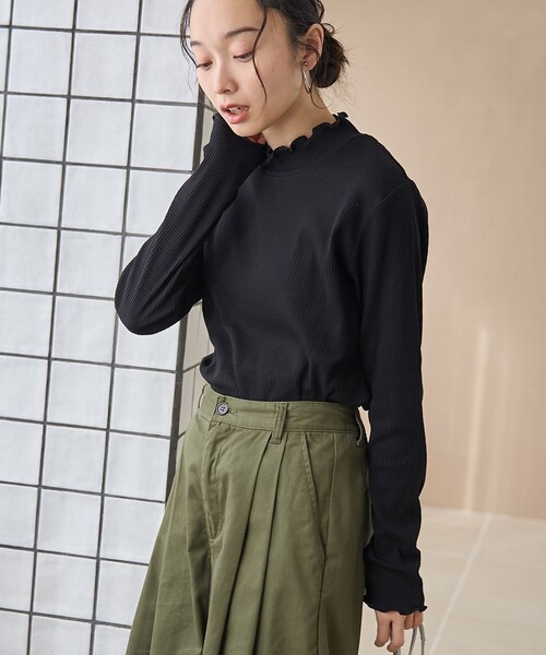 coen（コーエン）の「【定番】メロータートルネックロンT（Tシャツ/カットソー・レディース・ブラウン/ライム/その他1/コバルトブルー/オフホワイト/ブラック・L/M）」の3枚目の写真