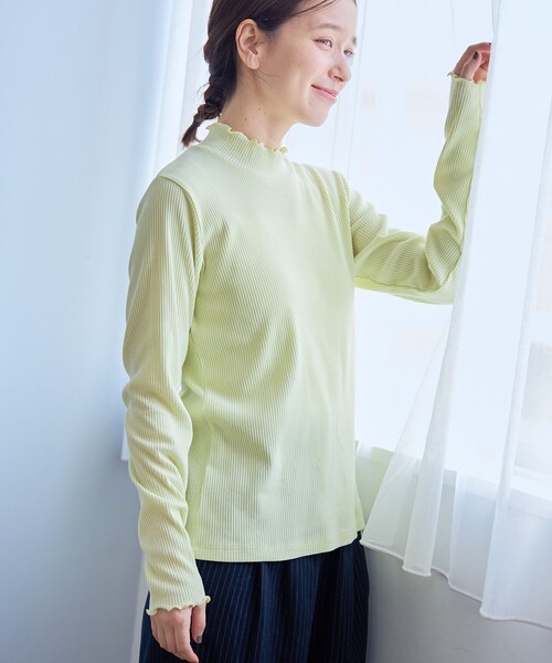 coen（コーエン）の「【定番】メロータートルネックロンT（Tシャツ/カットソー・レディース・ブラウン/ライム/その他1/コバルトブルー/オフホワイト/ブラック・L/M）」の9枚目の写真