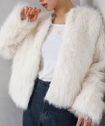 新品同様✩レッキス✩ノーカラー✩ファーコート✩柔らか✩ブラック✩ポケット有り ノーカラージャケット（フェイクファー）ファッション通販 - ZOZOTOWN