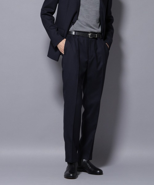 NANO universe（ナノユニバース）の「「N TROUSERS PREMIUM」RENU(R)ウール混洗えるサキソニーパンツ(セットアップ可)（スラックス・メンズ・ダークネイビー/ダークグレー・S/M/L）」の2枚目の写真