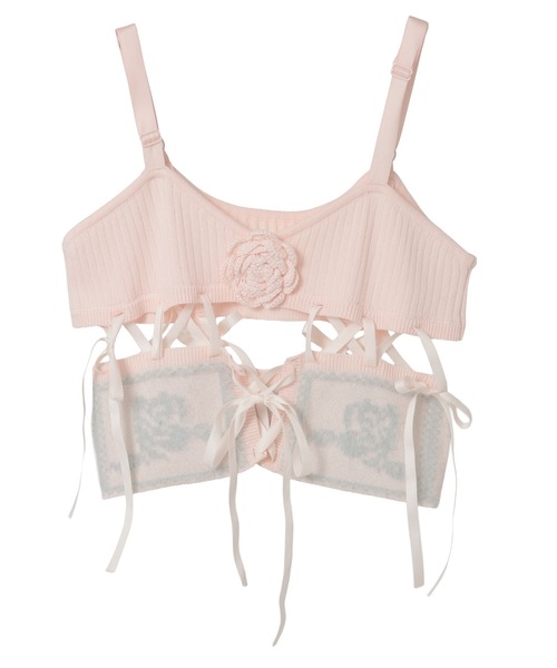 Candy Stripper（キャンディストリッパー）の「ROSE LACE UP KNIT ビスチェ（その他トップス・レディース・オフホワイト/ピンク/ブラック・FREE）」の3枚目の写真
