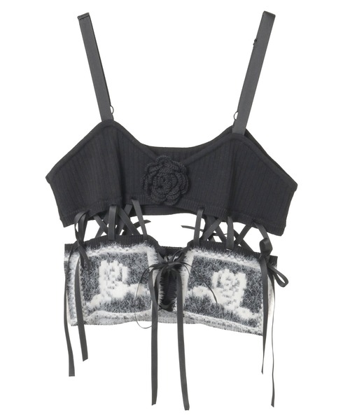 Candy Stripper（キャンディストリッパー）の「ROSE LACE UP KNIT ビスチェ（その他トップス・レディース・オフホワイト/ピンク/ブラック・FREE）」の2枚目の写真