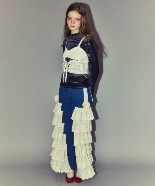 Candy Stripper（キャンディストリッパー）の「ROSE LACE UP KNIT ビスチェ（その他トップス・レディース・オフホワイト/ピンク/ブラック・FREE）」の10枚目の写真