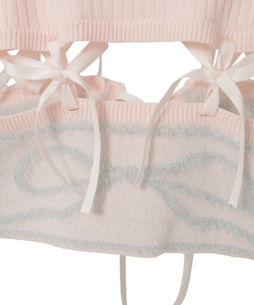 Candy Stripper（キャンディストリッパー）の「ROSE LACE UP KNIT ビスチェ（その他トップス・レディース・オフホワイト/ピンク/ブラック・FREE）」の4枚目の写真