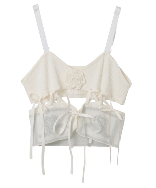 Candy Stripper（キャンディストリッパー）の「ROSE LACE UP KNIT ビスチェ（その他トップス・レディース・オフホワイト/ピンク/ブラック・FREE）」の11枚目の写真