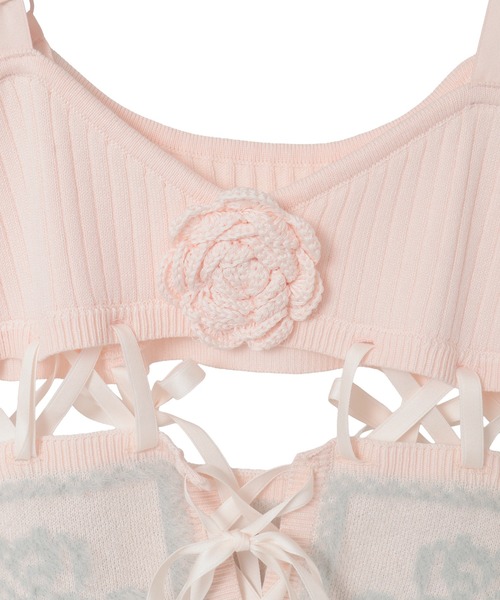 Candy Stripper（キャンディストリッパー）の「ROSE LACE UP KNIT ビスチェ（その他トップス・レディース・オフホワイト/ピンク/ブラック・FREE）」の13枚目の写真