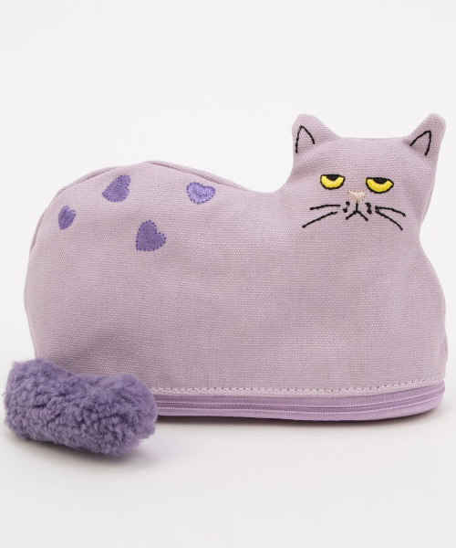 cache cache（カシュ カシュ）の「カシュカシュ cachecache / ネコ刺繍自立ポーチ（ポーチ・レディース・ホワイト/ブラック/グレー/ラベンダー・FREE）」の4枚目の写真