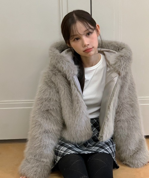 着用動画あり・3色展開】ファーフーディーブルゾン/2025 AW COLLECTION