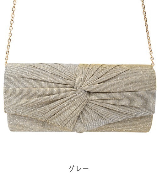 CLOTHY(クロシィ)の「【大人の洗練を携えて、特別なシーンへ】ツイストデザインパーティバッグ(クラッチバッグ・レディース・グレー/ブラック/ベージュ・MEDIUM)」の17枚目の写真
