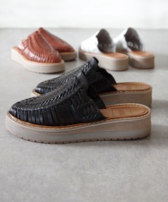 セール】WOVEN (ウーヴン) / メキシコ製 レザー メッシュ 厚底スリッパ