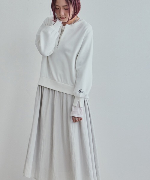 【未使用】エイミーロウデニム異素材ドッキングワンピース　コート　Ｍ 未使用】エイミーロウデニム異素材ドッキングワンピース コート