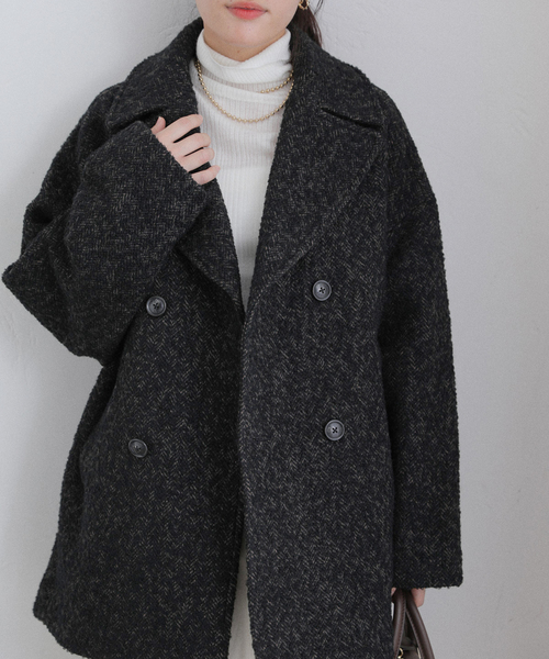 La TOTALITE（ラトータリテ）の「《WEB限定》TICCA / ティッカ MIXツィード Pコート（ピーコート・レディース・マルチ・FREE）」の5枚目の写真