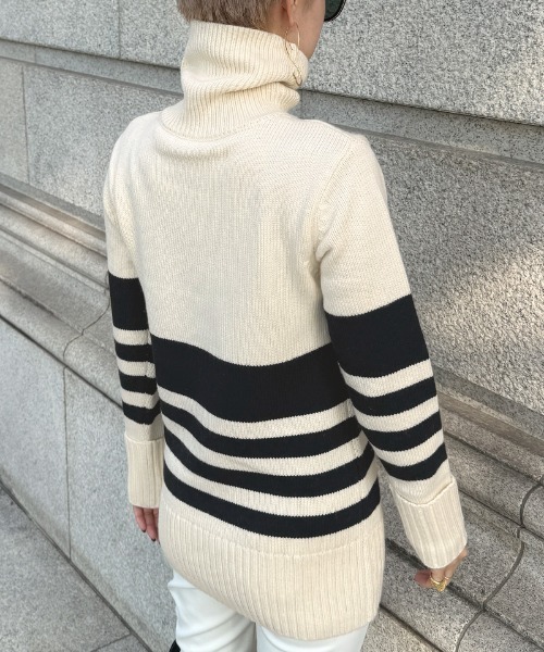 JENNE(ジェンヌ)の「パネルボーダーニット(ニット/セーター・レディース・グレー/アイボリー・LARGE/MEDIUM/SMALL)」の6枚目の写真